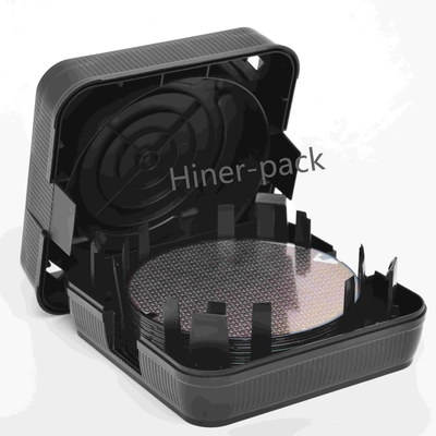 Caixa de Envio de Wafer de 8 polegadas Caixas de empilhadeira de Wafer preta Antistática Horizontal para chip de semicondutor